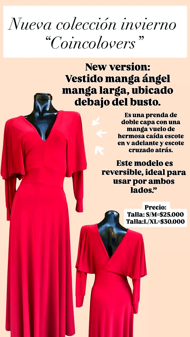 Vestido manga angel rojo
