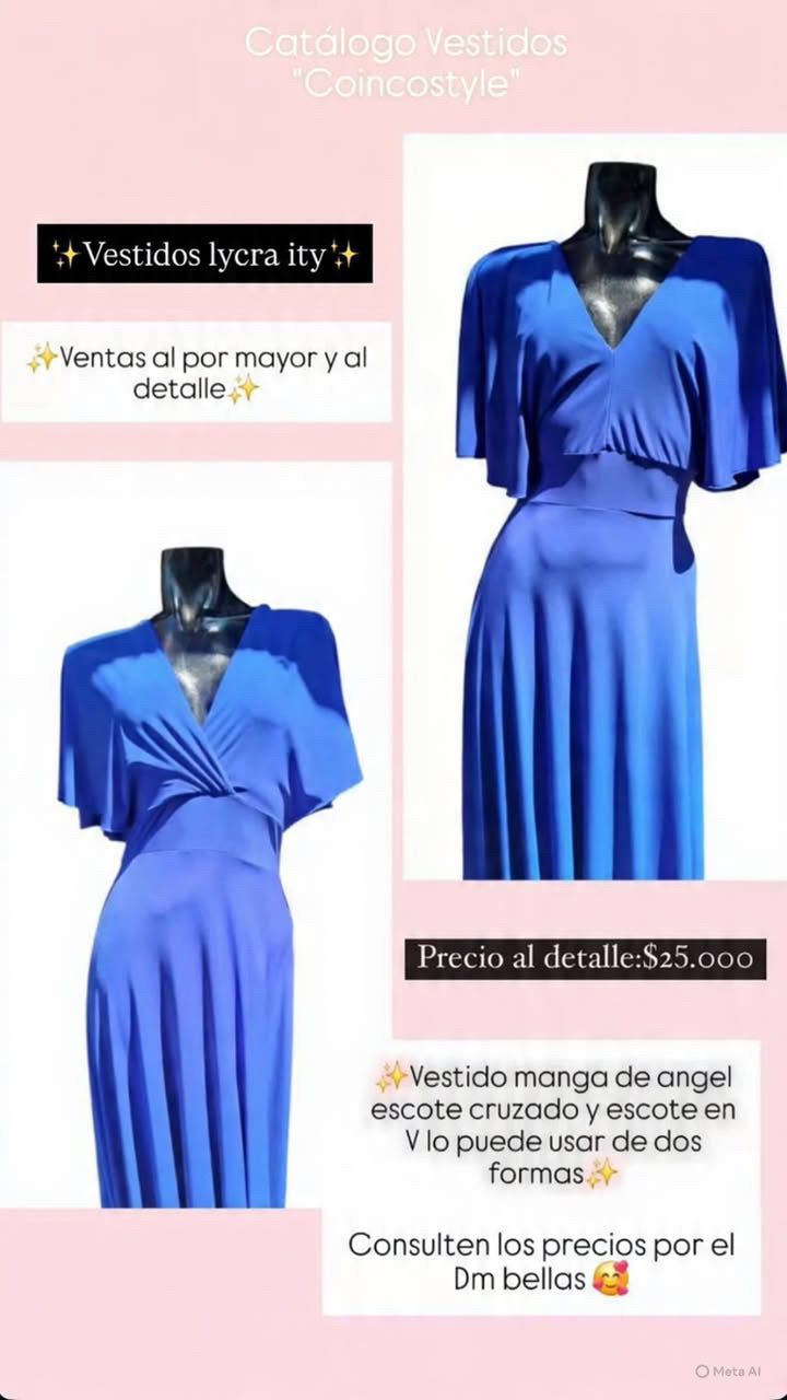 Vestido Lycra Ity manga angel azul
