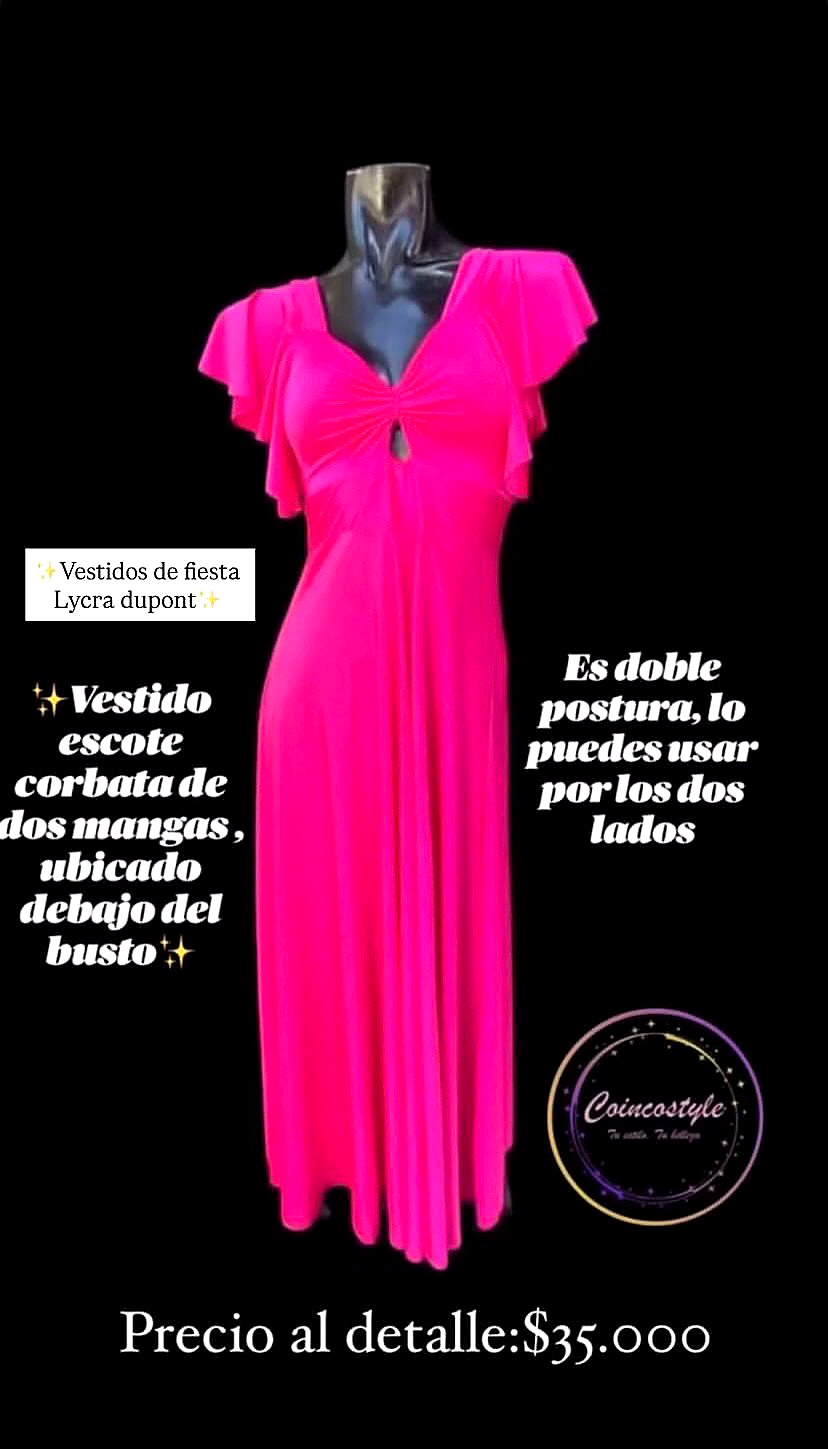 Vestido corbatin fucsia